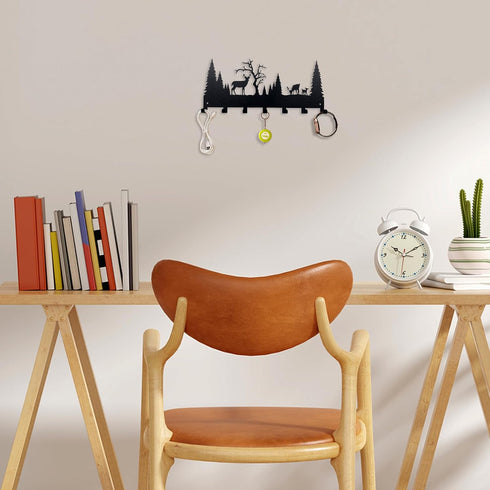 Wall Mounted Key Rack | Metal Key Rack Hook Organizer | Metal Key Organizer with 7 Hooks Wall Decoration for Front Door, Hallway, Kitchen, Office...