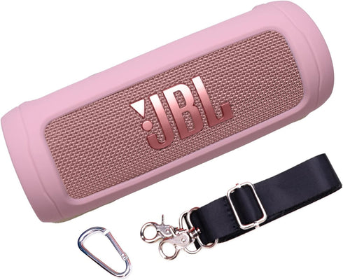 LTGEM Silicone Protective Case for JBL Flip 6 Portable Bluetooth Speaker with Extra Carabiner and Strap- Pink (Case Only)...