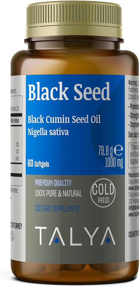 Black Seed Oil Softgel with High Thymoquinone - Immune Support - Digestive Health - Brain Function - Joint Mobility - Cold-Pressed from Non-GMO Tu...