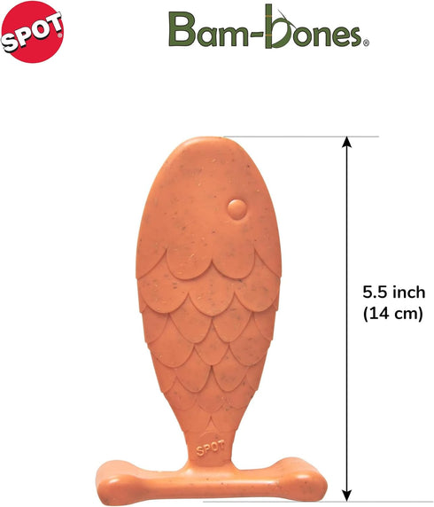 SPOT Bam-Bones Fish - Made with Strong Bamboo Fiber, Durable Long Lasting Dog Bone for Light to Moderate Chewers, Great Chew Toy for Adult Dogs & ...