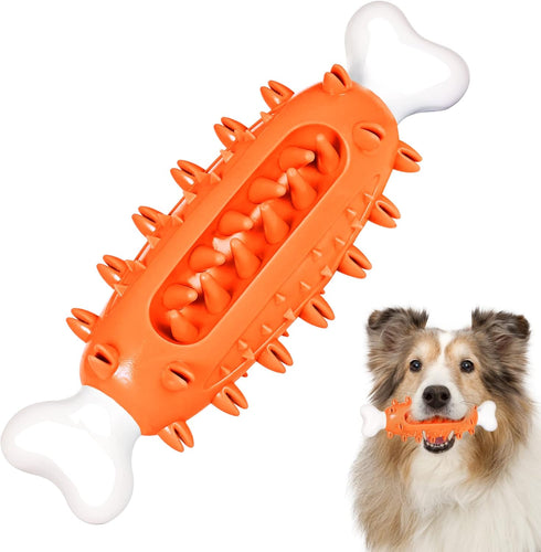 Tough Dog Toys for Aggressive Chewers Large Breed, Bacon Flavor Dog Chew Bones, Dog Chew Toys for medium and large dogs (Orange)...