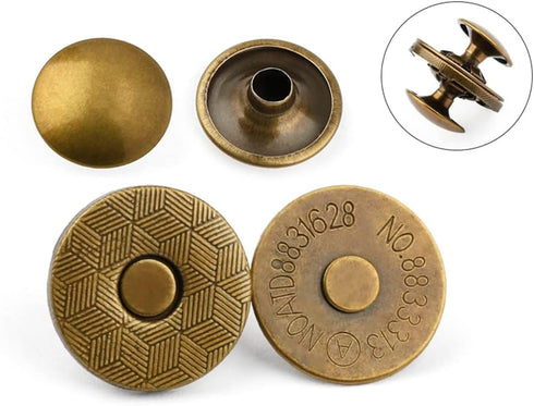 MAHAVIMOKSA 40Sets 18mm Thin Style Magnetic Button Snaps Double Rivet Closures Round Clasp Stud Button for DIY Craft Sewing Bag Purse Leather Clot...