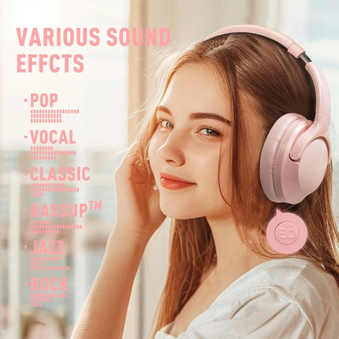 Bluetooth Headphones Over Ear 68H Playtime 6 EQ Wireless Headset with Microphone HiFi Stereo Foldable Lightweight Deep Bass for Travel Home Office...