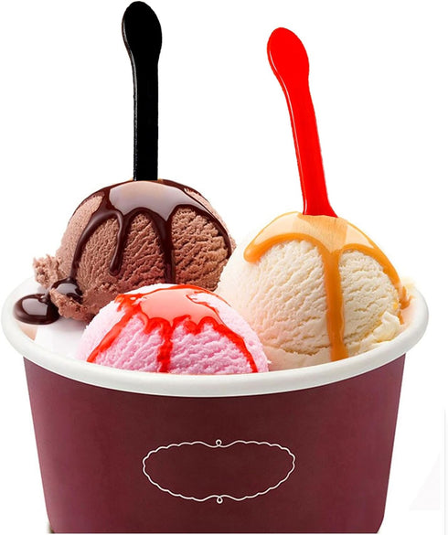 100 Pieces Ice Cream Scoops, Independent Packaging Disposable Cake spoon, Plastic Yogurt pudding spoon, Ice cream spoon (Clear)...