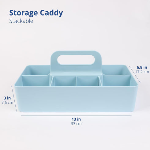 BLUE GINKGO Multipurpose Caddy Organizer - Stackable Plastic Caddy with Handle | Desk, Makeup, Dorm Caddy, Classroom Art Organizers (Made in Korea...