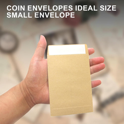 100 Pack Coin Envelopes 3.23"×4.53", Kraft Small Coin Envelopes, Brown Kraft Small Envelopes,Fully sealed seed envelope; Seed Envelopes, Mini Enve...
