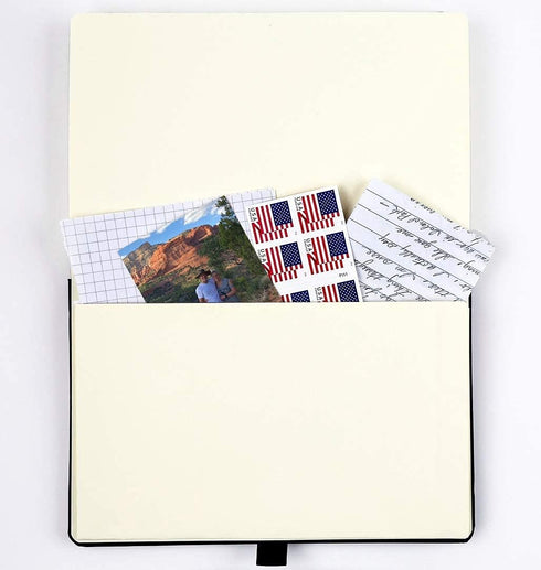 RICCO BELLO Blank Page Hardcover Notebook with Lined Writing Guide, Pen Loop, Band Closure, Bookmark, Storage Pocket, 5.7 x 8.4 inches (Brown)...