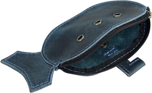 Hide & Drink, Leather Cartoon Submarine Coin Pouch, Change Holder, Wallet Cash Organizer, Accessories, Handmade, Slate Blue...