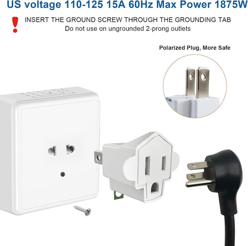 3 Prong to 2 Prong Adapter,YOELVN 3-2 Prong Grounding Outlet Converter, Portable Fireproof 200? Resistant Wall Outlet Plug Adapter,Three Prong Ada...