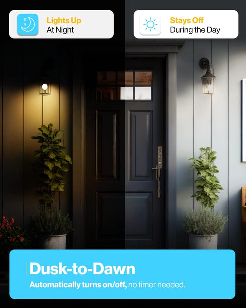 Sunco Lighting - 6 Pack A19 LED Dusk to Dawn Bulb for Home Residential Porch Patio Driveway Decorated Ambient Outdoor Twilight, 9W Equivalent to 6...