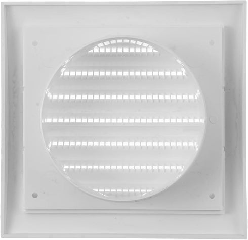 Vent Systems 4'' Inch White Pack of 2 Air Vent Cover Dryer Vents and Bathroom Exhaust Vents Pipe, Black Louvered Dryer Vent Cover Keeps Out Insect...