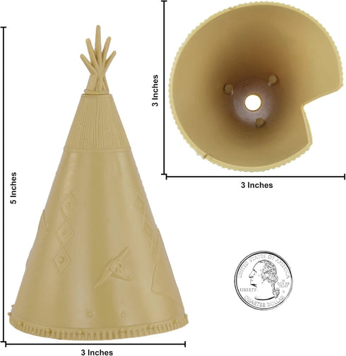 BMC Classic Plains Indian Teepees - Tan 3pc Western Plastic Playset Accessories...