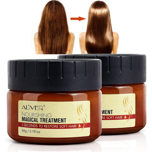 Magical Keratin Hair Treatment Mask, 2pcs Advanced Molecular Hair Roots Professtional Hair Conditioner, 5 Seconds to Restore Soft Hair, Deep Suita...