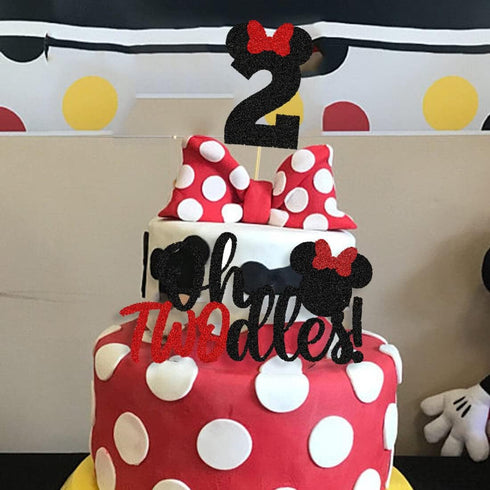 Oh Twodles Red Cake Topper Second 2nd Birthday Party Supplies Decorations for Baby Red Girl Bday...
