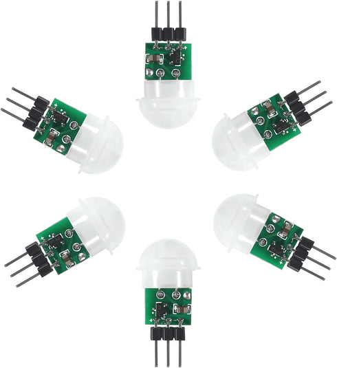 6PCS AM312 Mini Human Sensor Module, HC-SR312 Pyroelectric Infrared PIR Motion Automatic Detector DC 2.7 to 12V with 10pin Wire for Arduino...