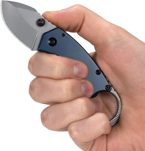Kershaw Antic Folding Pocket Knife; 1.75-Inch 8Cr13MoV Stainless Steel Bead Blasted Blade, Stainless Steel PVD Coated Handle, Manual Opening, Bott...