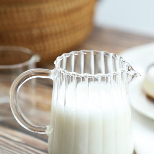 CHOOLD Elegant Wave Shaped Crystal Glass Creamer Coffee Pitcher/Serving Jug for Kitchen - Milk and Sauce - 8.5 oz...