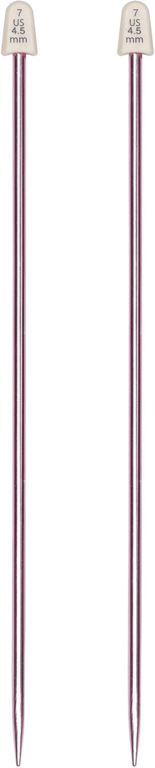Susan Bates 10-Inch Silvalume Single Point Knitting Needle, 4.5mm, Rose...