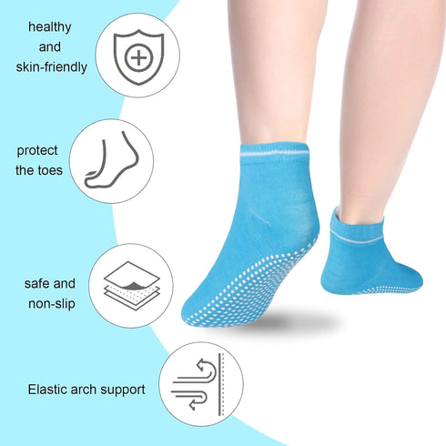 Non Slip Grip Socks, 8 Pairs Pilates Grip Socks for Women, Anti-Skid Yoga Socks with Cushion, Grippy Socks Slipper Socks for Yoga,Pilates,Pure Bar...