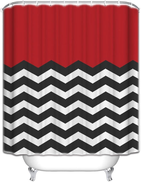 Vandarllin Red Black and White Chevron - Extra Long 72x84 Inches Shower Curtain Custom Made...