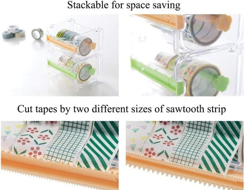 Mvchifay 2 Pack Tape Dispenser Transparent Washi Tape Cutter Roll Tape Holder for Desk (2 Pack-Green)...
