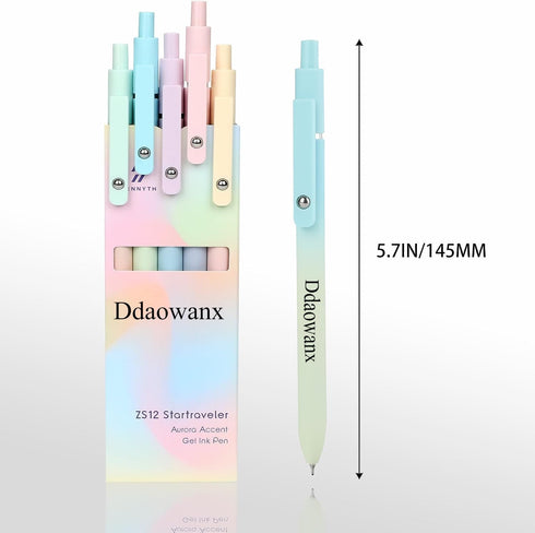Ddaowanx Gel Pens, 5 Pcs 0.7mm Quick Dry Black Ink Pens Fine Point Smooth Writing Pens, Cute Office School Supplies Gifts for Women (5 Pcs Gradien...