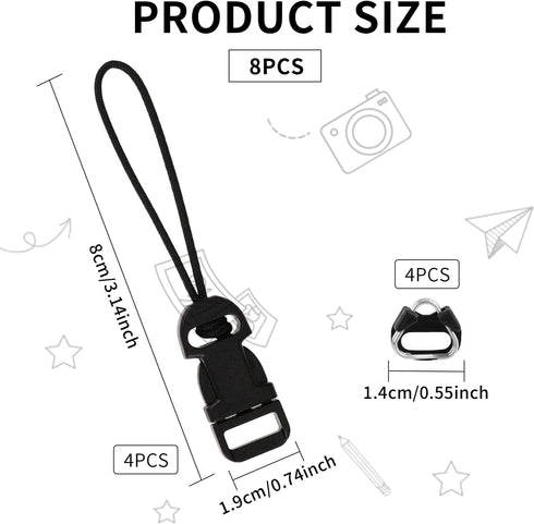 Camera Quick Release Strap, 4 Pcs Black Adjustable Camera Strap Quick Release Clips Connector Buckle Quick Release Connect Adapter to Camera Neck ...