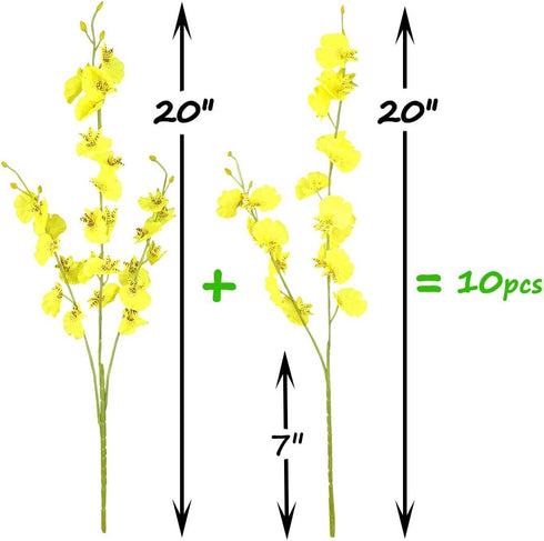 Artificial Flowers Orchids Silk Fake Flowers in Bulk, 10 Pcs (Each 20”), for Wedding Festive Party Home Office Decoration, Not Include Vase...