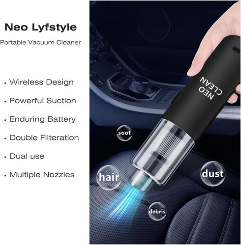 Neo Clean – Unleash The Power of Portable Cleaning. A car Vacuum, Handheld Vacuum, and Mini Vacuum All in one. A Cordless Rechargeable Vacuum Wond...
