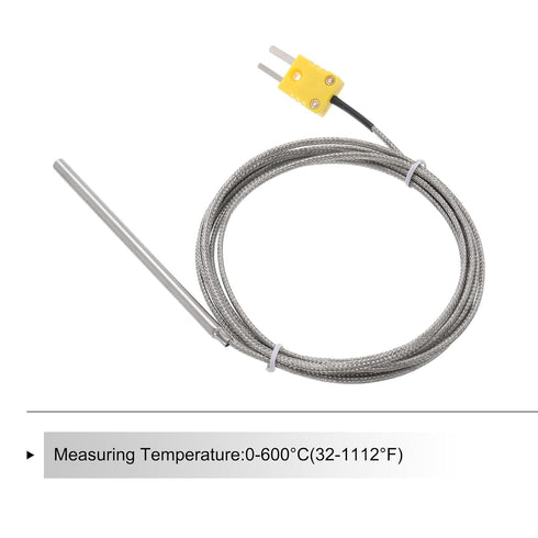 MECCANIXITY K Type Thermocouple with Plug, Meter Temperature Sensor Probe 0 to 600°C(32 to 1112°F) Stainless Steel, 5x100mm 6.6ft Wire...