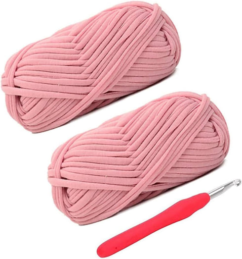 Knitting Yarn Fabric Cloth T-Shirt Yarn Carpet Yarn for Hand DIY Bag Blanket Cushion Crocheting Projects, Pack of 2 Skeins, 3.5 Ounce x 2, 35 Yard...