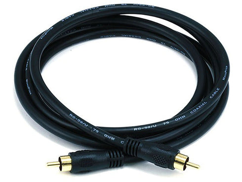 Monoprice Audio/Video Coaxial Cable - RCA Male to Male, RG-59U, 75ohm, 6 Feet, Black...