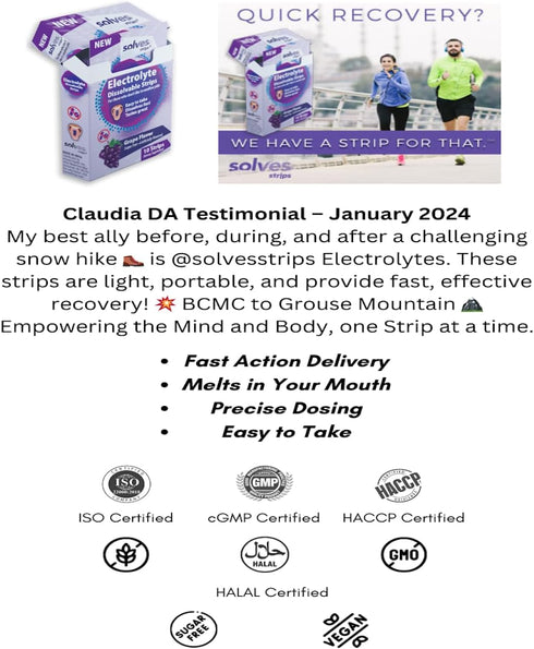 Sugar-Free Electrolyte Replenishment - Grape Burst, High-Potency, Instant Hydration, Portable Single-Serve Packs for Gym & Outdoor Activity...