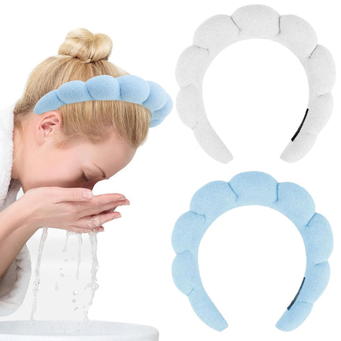 BEGOOD Spa Headbands for Washing Face Bubble Skincare Headband Sponge Makeup Headband Terry Towel Cloth Fabric Hair Band Puffy Headband Combo Pack...