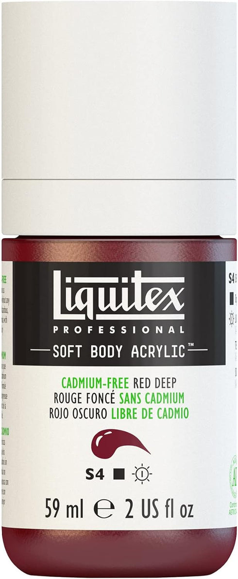 Liquitex Professional Soft Body Acrylic Paint, 59ml (2-oz) Bottle, Cadmium-Free Red Deep...