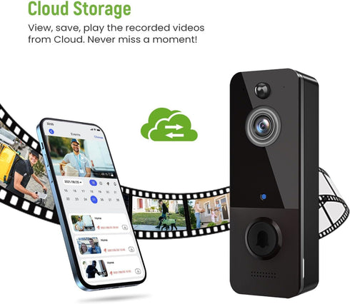 Video Doorbell Camera Wireless with Ring Chime, AI Human Detection, Live Image, Night Vision, Instant Alerts, 2-Way Audio, Outdoor Indoor Surveill...