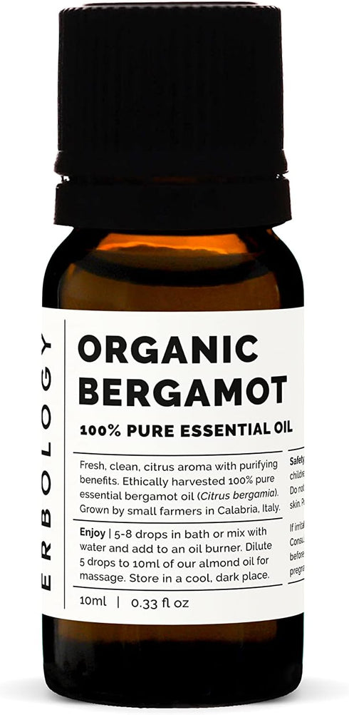 Erbology Organic Pure Bergamot Essential Oil 0.34 fl oz - Cleansing & Uplifting - Small Batch - Sustainably Sourced Straight from Farm in Italy...