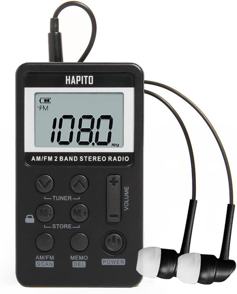 Pocket AM FM Radio Portable Digital Tuning Walkman Radio with Best Reception - Hapito Personal Small Transistor Radio with Sterio Earphone, Rechar...