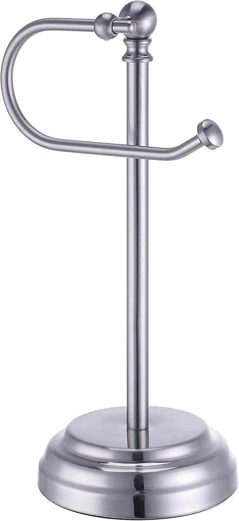 SunnyPoint Heavy Weight Classic Decorative Metal Fingertip Towel Holder Stand for Bathroom, Kitchen, Vanity and Countertops. (Brush Chrome, 13.5" ...