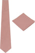 Mens Solid Linen Tie Set : Slim Necktie with Matching Pocket Square (Coral)...