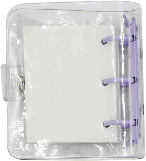 Cute 3-Ring Binder Cover Notebooks Mini Clear Transparent PVC Cover Protector Notebook Snap Button Closure Loose Leaf Folder DIY Journal Notebook ...