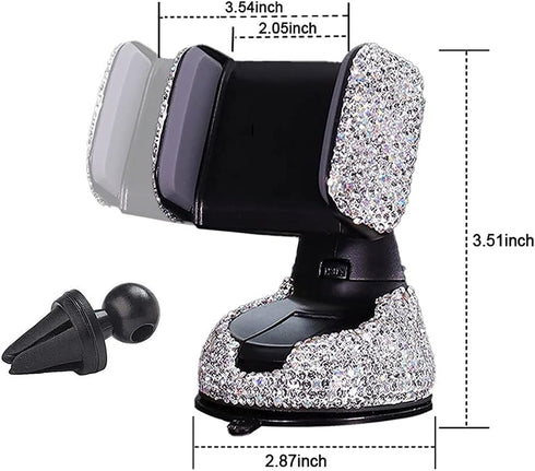 SUNCARACCL Bling Car Phone Holder, 360°Adjustable Universal Rhinestone Crystal Auto Phone Mount Stand Accessories for Windshield Dashboard and Air...