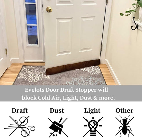 Evelots Cold, Hot Air Door Draft Stopper - Strong Metal Clips - Block Cold Air, Noise, Dust - Warm & Quieter Home- No Need to Bend Down- 36 Inch W...