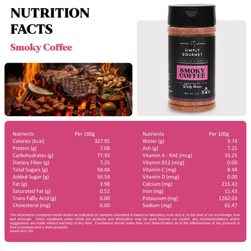 Smoky Coffee Spice | Recipe in a Bottle | Premium Blend Spice for Gourmet Cooking | No-Addition Needed, Versatile Culinary Season | Simply Gourmet...