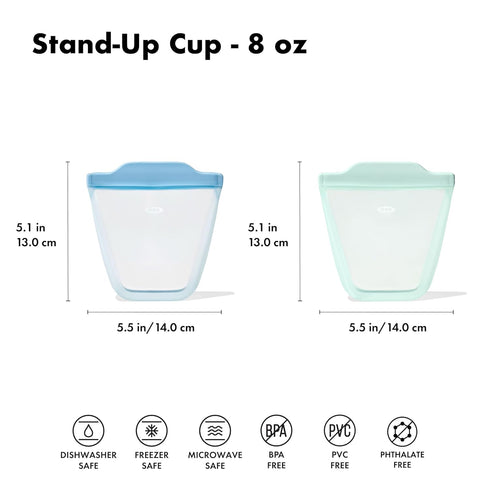 OXO Tot Silicone Reusable Bags – 2 Piece Cup Set - Opal and Dusk...