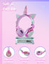 Kids Unicorns Headphones with Mic for School/Travel,95dB Volume Limited,Shareport,On/Over Ear Wired Headsets with Nylon Cable-Hot Pink......