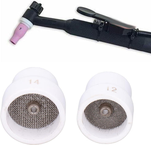 2Pcs TIG Welding Cup Welding Torch Cup Ceramic Nozzle Accessory Kit for WP9/17/18/20/25/26 (White)...