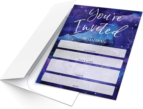 Printed Party Kids Birthday, Outer Space Galaxy, 25 Invitations and Envelopes...