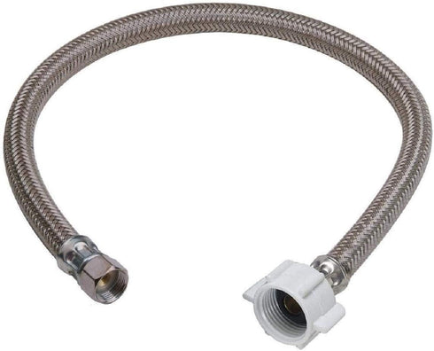 EZ-Fluid 12“ Toilet Water Supply Connector, Braided Stainless Steel - 3/8“ Female Compression Thread x 7/8” Female Ballcock Thread 12-Inch Toilet ...