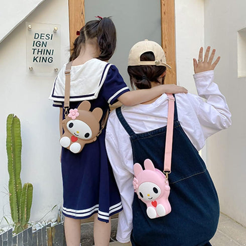 Cartoon Small Crossbody Bag for Teen girls Silicone Bunny Rabbit Purse Handbag Kids Waterproof Shoulder Bag...
